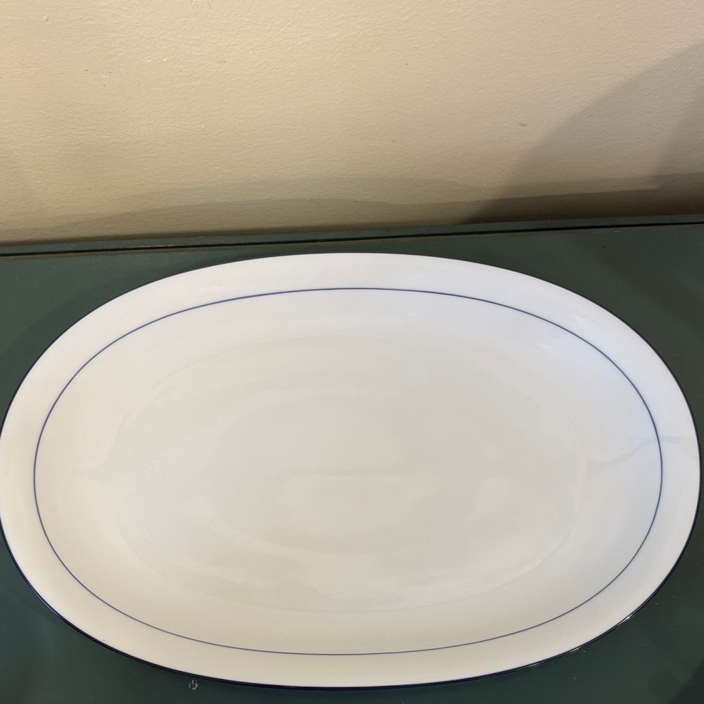 Vintage Sefton Wieden White Platter with Blue Band.